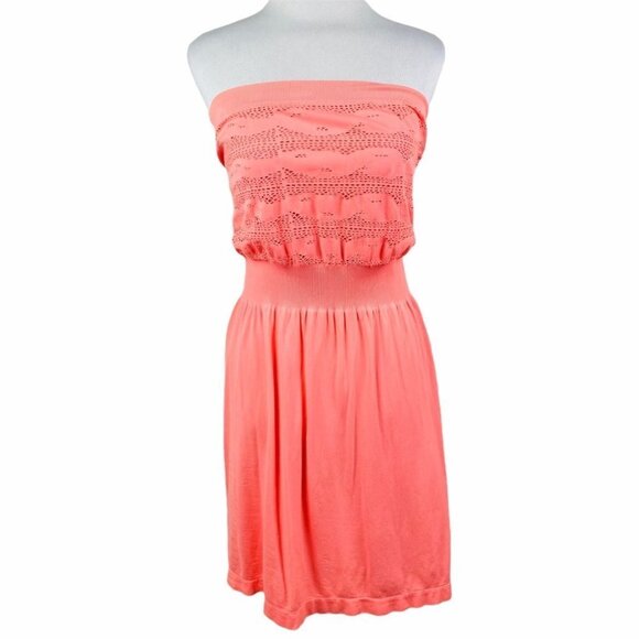 Ocean Club Neon Orange Swim Cover Up Eyelet Dress - Picture 1 of 10